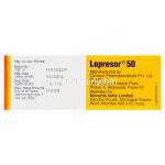 ロプレッサー　Lopresor50、メトプロロール酒石酸塩50mg　製造会社